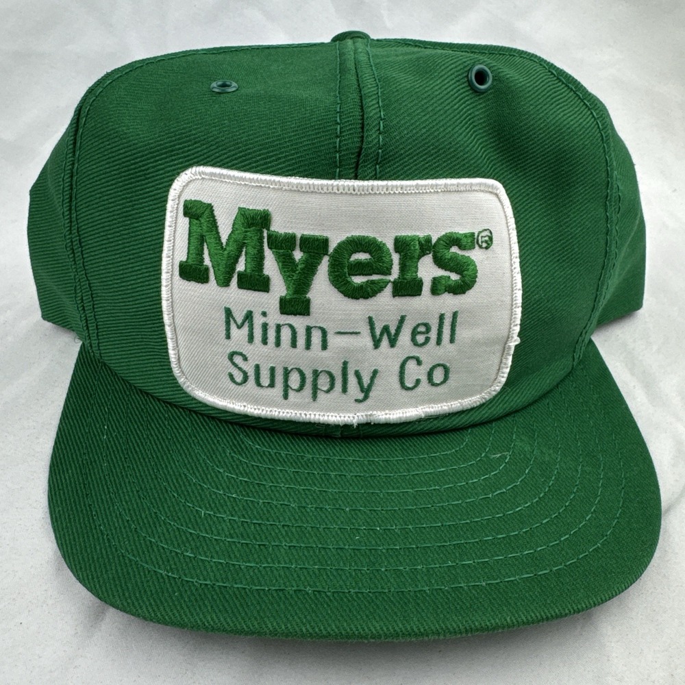 Vintage 80s Myers Minn-Well Supply Co Green Farm Snapback Hat Louisville USA